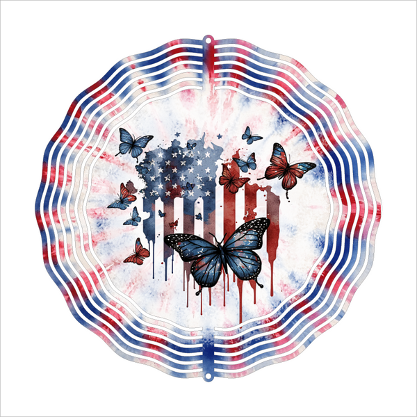 Patriotic Butterflies - Wind Spinner - Sublimation Transfers