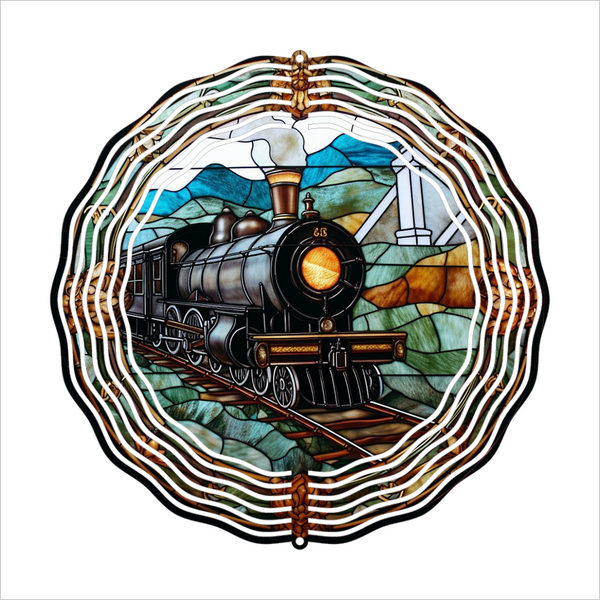 Stain Glass Train - Wind Spinner - Sublimation Transfers