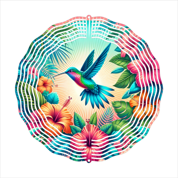 Tropical Hummingbird - Wind Spinner - Sublimation Transfers