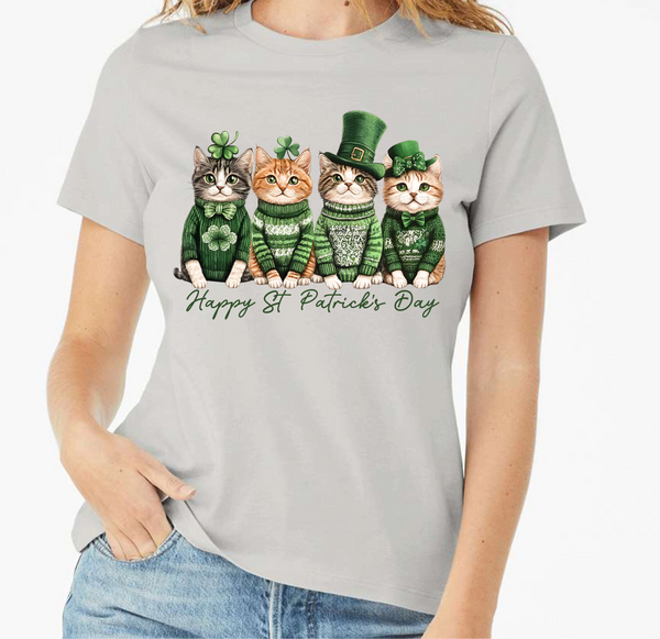 St. Patrick's Cats - Green or White Ink - DTF Transfer