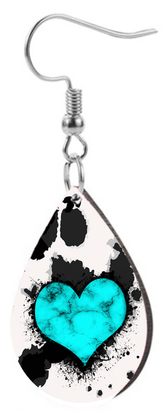 Western Cow & Turquoise - Teardrop Template Transfer