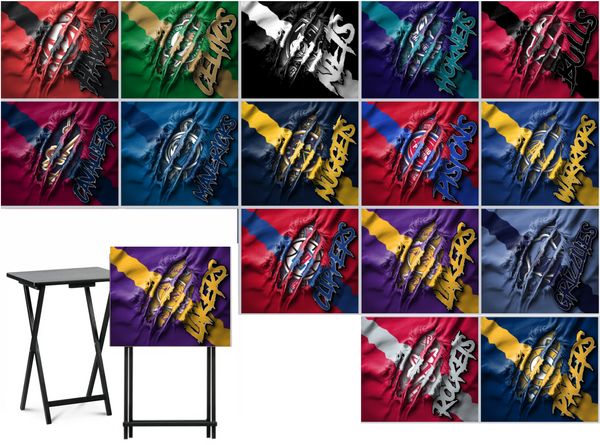 Basketball - Choose Team (Set 1) - Ripped Fabric Effect - Tray Table Wrap - Permanent