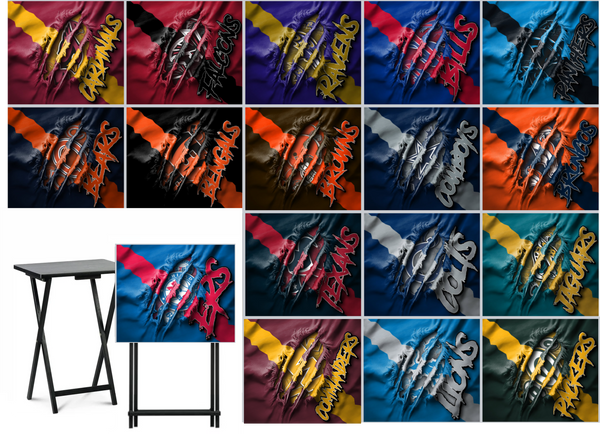 Football - Choose Team (Set 1) - Ripped Fabric Effect - Tray Table Wrap - Permanent