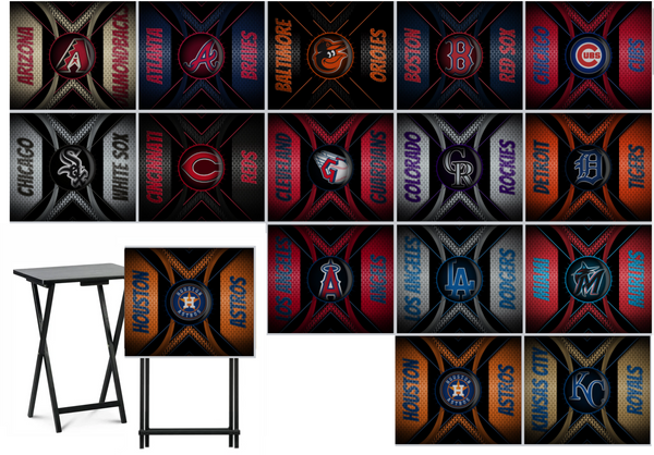 Baseball - Choose Team (Set 1) - Metal Grate Effect  - Tray Table Wrap - Permanent