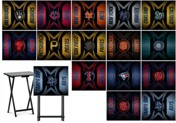 Baseball - Choose Team (Set 2) - Metal Grate Effect - Tray Table Wrap - Permanent