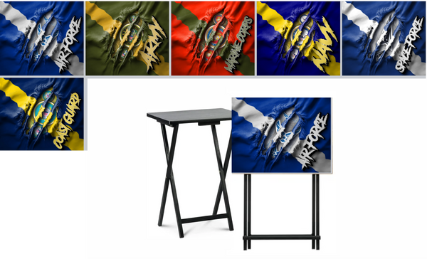 Military Branches - Ripped Fabric Effect - Tray Table Wrap - Permanent