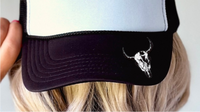 Western Skull - Trucker Hat Element - Faux Embroidery