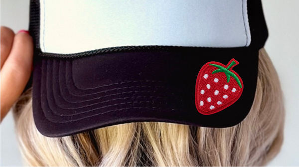 Strawberry - Trucker Hat Element - Faux Embroidery