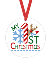 Baby's 1st Christmas - Christmas Ornament -  UV DTF Decals