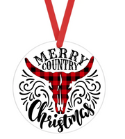 Merry Country Christmas - Christmas Ornament -  UV DTF Decals