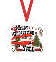 Merry Christmas Y'all Camper - Christmas Ornament -  UV DTF Decals