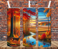 Vibrant Forest With Deer - Tumbler Wrap - Sublimation Transfers