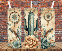 Boho Cactus - Tumbler Wrap - Vinyl Transfers