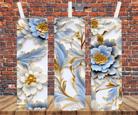 Blue Floral - Tumbler Wrap - Sublimation Transfers