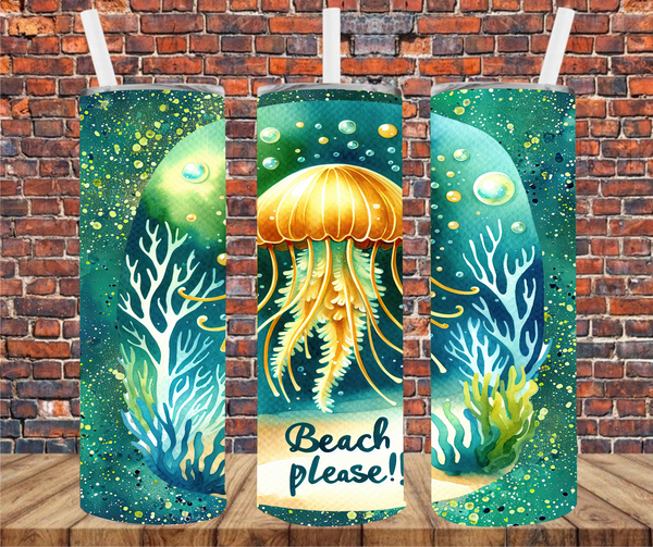 Beach Please - Tumbler Wrap - Vinyl Transfer