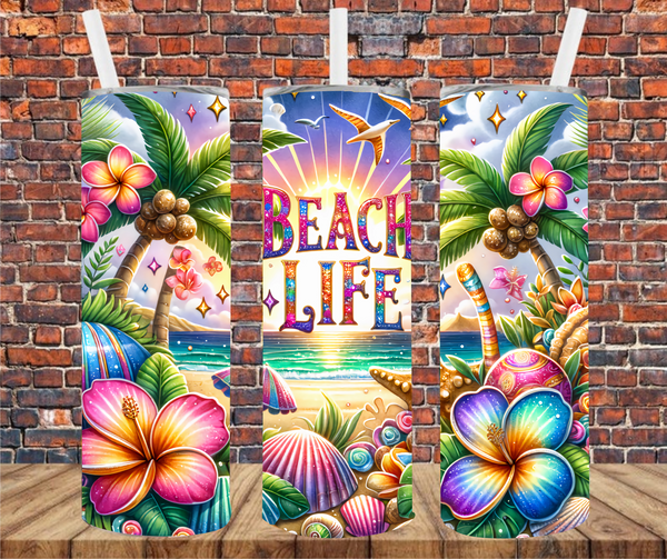 Beach Life - Tumbler Wrap - Vinyl Transfer