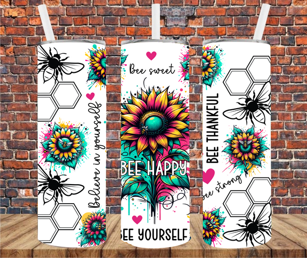 Bee Kind, Bee Happy, Bee Yourself - Tumbler Wrap - Sublimation Transfers