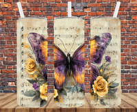 Butterfly on Sheet Music - Tumbler Wrap - Sublimation Transfers