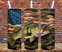 Patriotic Wooden Fish - Tumbler Wrap - Sublimation Transfers