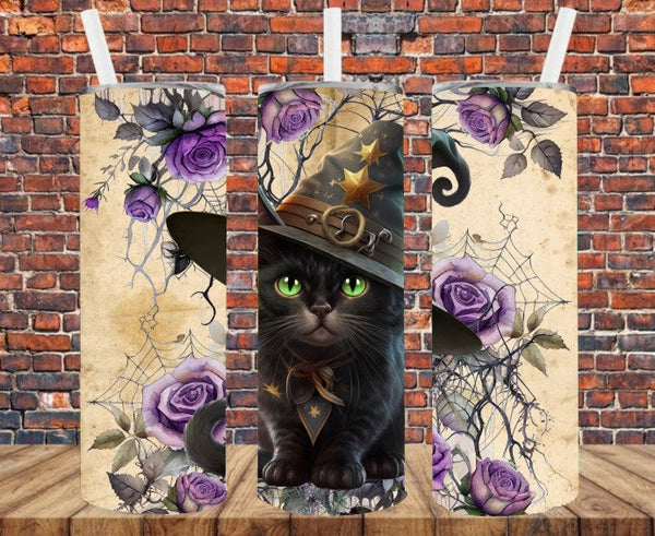 Adorable Black Cat - Tumbler Wrap - Vinyl Transfers