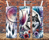 Boho Wolf & Dream Catcher - Tumbler Wrap - Sublimation Transfer