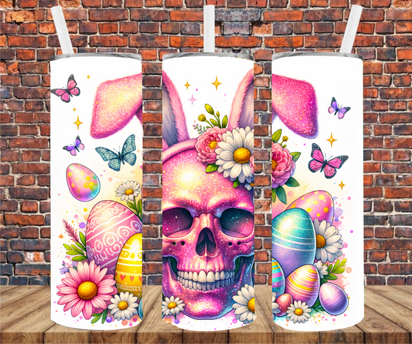 Skull Easter Bunny - Tumbler Wrap - Vinyl Transfers