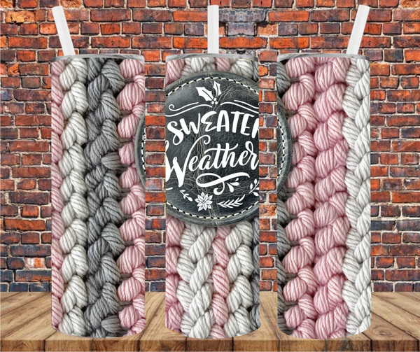 Sweater Weather Cable Knit - Tumbler Wrap - Vinyl Transfers