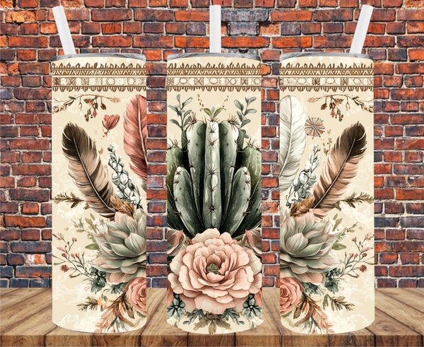 Cactus Bouquet - Tumbler Wrap - Vinyl Transfers