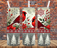 Christmas Cardinals - Tumbler Wrap - Sublimation Transfer