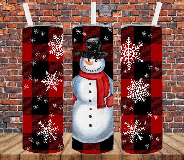 Snowman Buffalo Plaid - Tumbler Wrap Vinyl Transfers