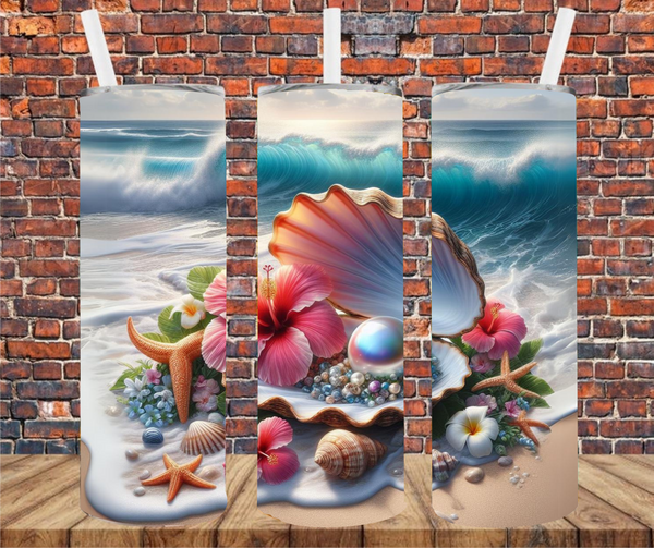 Clam Shell & Pearl - Tumbler Wrap - Sublimation Transfers