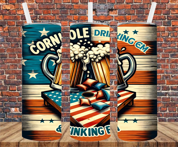 Cornhole Drink Em' & Sink Em' - Tumbler Wrap - Sublimation Transfer