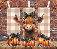 Cute Fall Cow - Tumbler Wrap - Vinyl Transfers