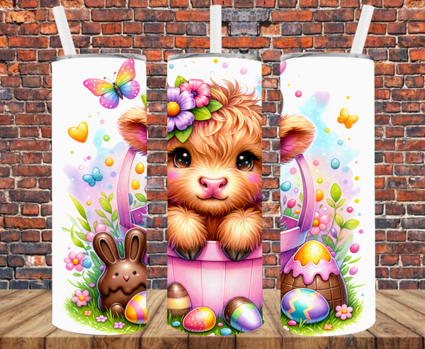 Easter Cow & Chocolate Bunny - Tumbler Wrap - Vinyl Transfers