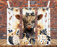 Fall Country Cow - Tumbler Wrap - Vinyl Transfers