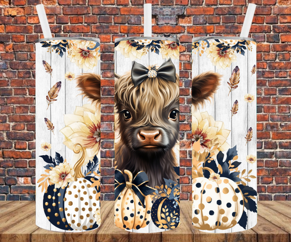 Fall Country Cow - Tumbler Wrap - Vinyl Transfers