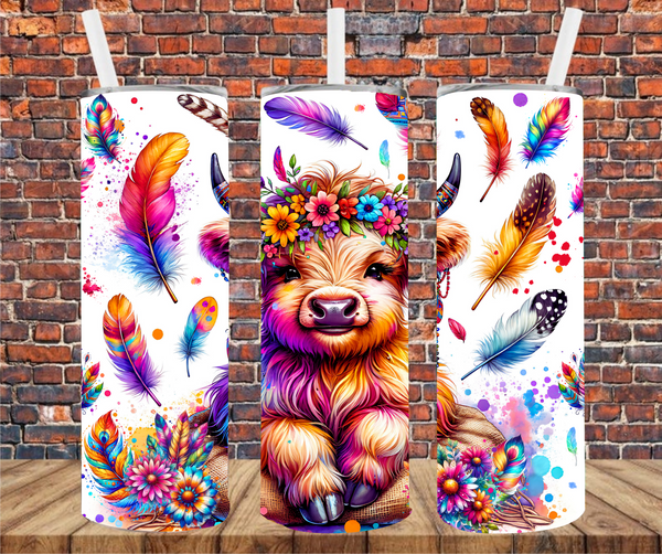 Boho Cow - Tumbler Wrap - Sublimation Transfer