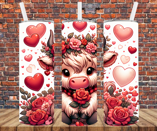 Cow Love & Hearts - Tumbler Wrap - Sublimation Transfers