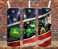 Patriotic Tractor - Tumbler Wrap - Vinyl Transfers