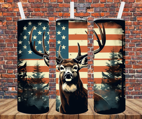 Patriotic Deer - Tumbler Wrap - Sublimation Transfers