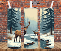 Deer In Snowy Forest - Tumbler Wrap - Sublimation Transfers