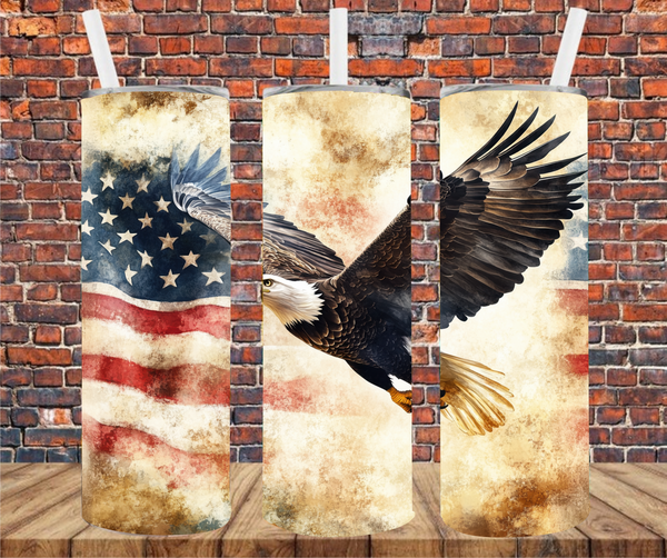 Flying Eagle Patriotic - Tumbler Wrap - Vinyl Transfer