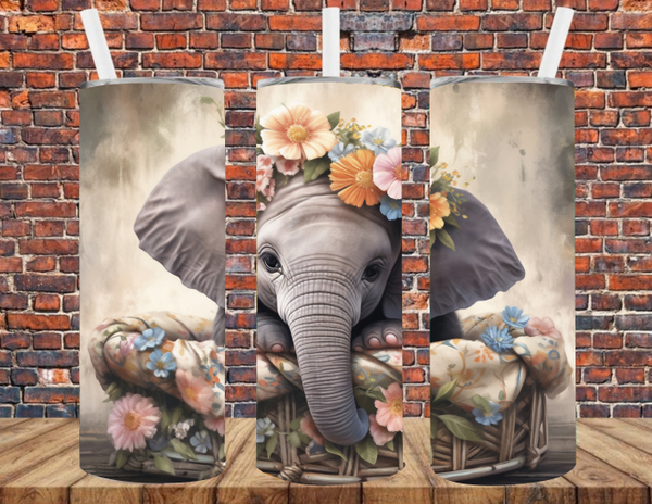 Cute Elephant - Tumbler Wrap - Sublimation Transfers