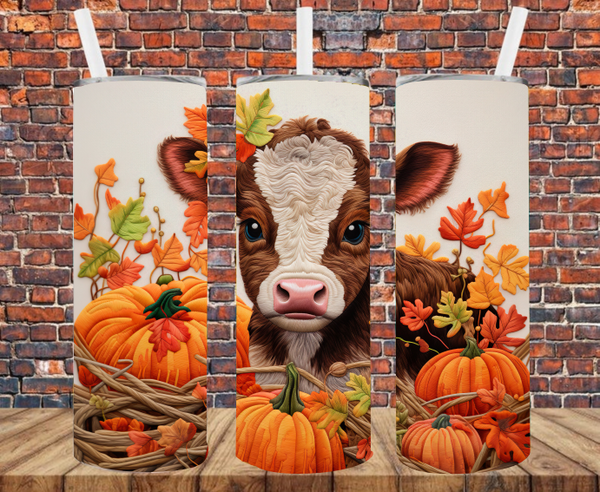 Fall Country Cow - Tumbler Wrap - Vinyl Transfers