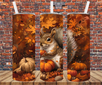 Fall Squirrel - Tumbler Wrap - Vinyl Transfers