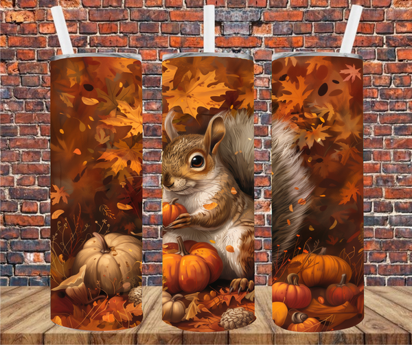 Fall Squirrel - Tumbler Wrap - Sublimation Transfers