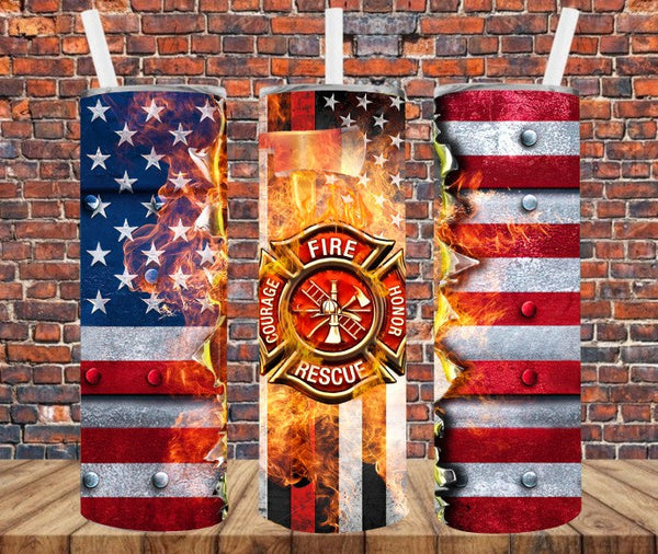 Fire Rescue Flag - Tumbler Wrap Sublimation Transfers