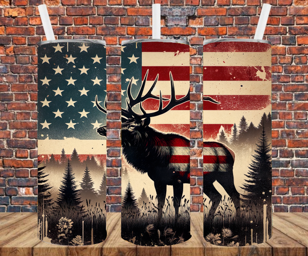 Patriotic Elk - Tumbler Wrap - Sublimation Transfers