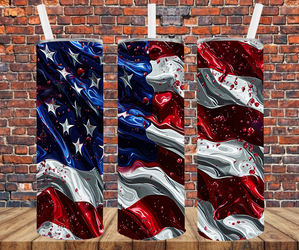 Dripping American Flag - Tumbler Wrap - Sublimation Transfers