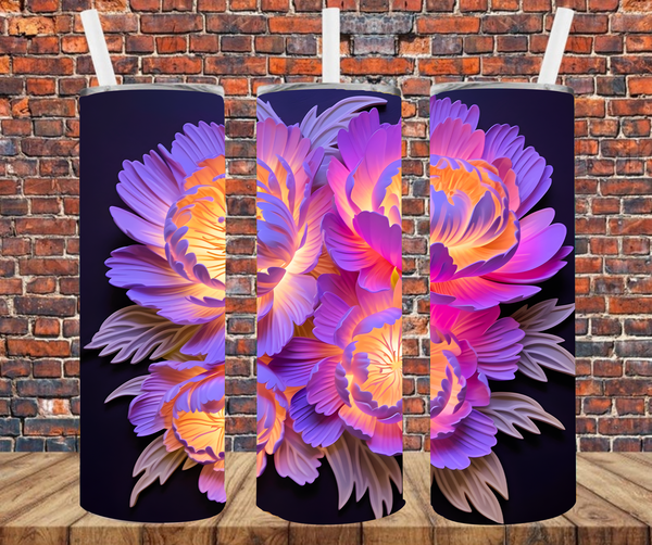 Light Burst Flowers - Tumbler Wrap - Sublimation Transfers